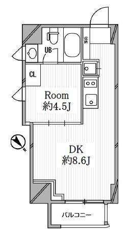 コートモデリア広尾(1DK/1階)の間取り写真