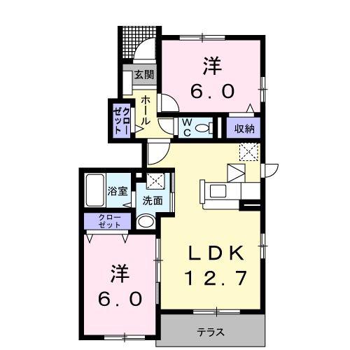 SORELLA II(2LDK/1階)の間取り写真