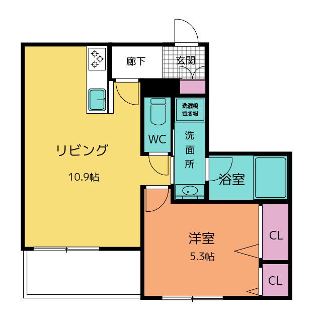 シャーメゾン 栄町(1LDK/1階)の間取り写真