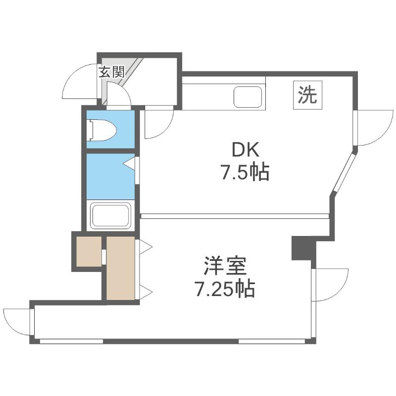 アクトビル(1DK/3階)の間取り写真
