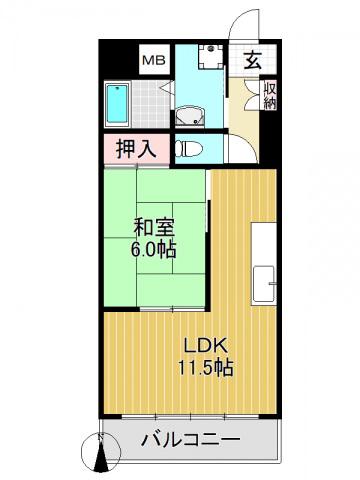 サンメゾン(1LDK/3階)の間取り写真