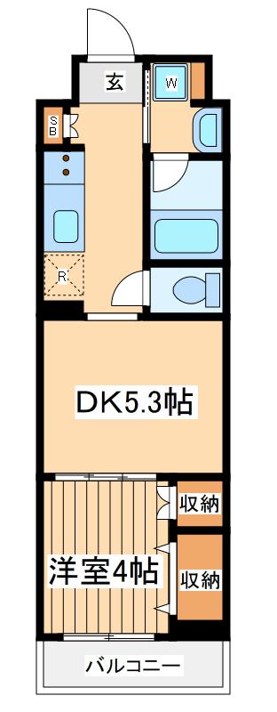 アクサス菊名エルアール(1DK/2階)の間取り写真