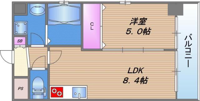 フォレスト蒲生(1LDK/3階)の間取り写真