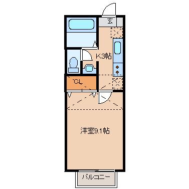 エストメルベーユ荒井壱番館(1K/2階)の間取り写真