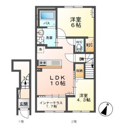 エスコルト(2LDK/2階)の間取り写真