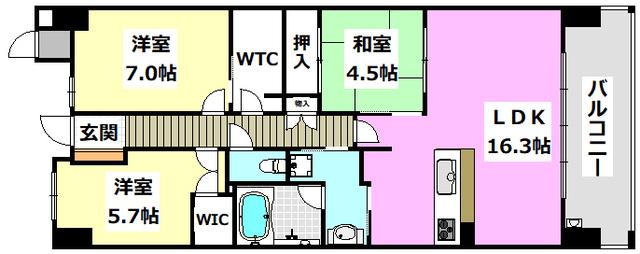 ミリカ・ヒルズII街区(3LDK/8階)の間取り写真