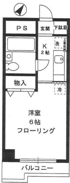 奥沢ハイツ(1K/3階)の間取り写真