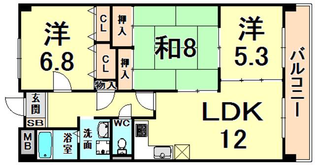 マトック荻野(3LDK/2階)の間取り写真