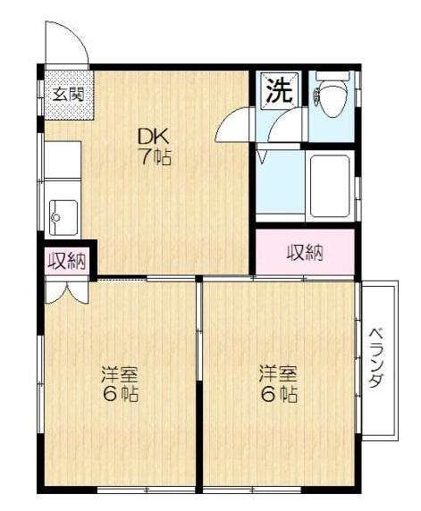 トライス大浜A(2DK/2階)の間取り写真