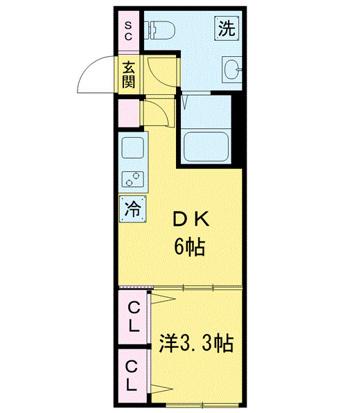 LAFORT KOIWA 103(1DK/1階)の間取り写真