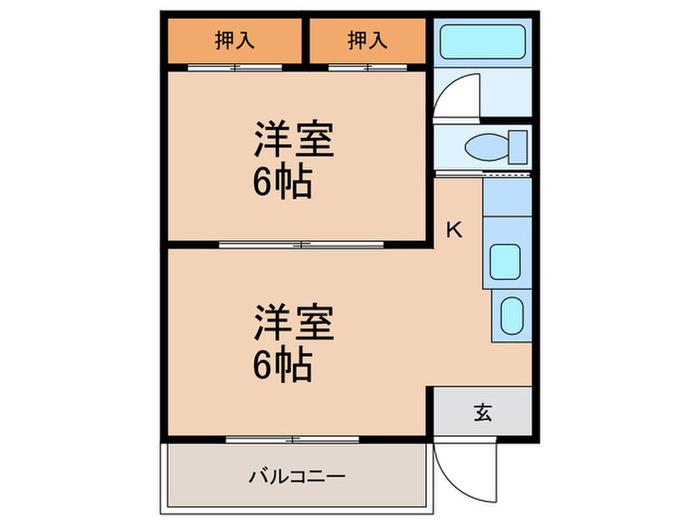 グリーンハイツマークI・II(2K/3階)の間取り写真