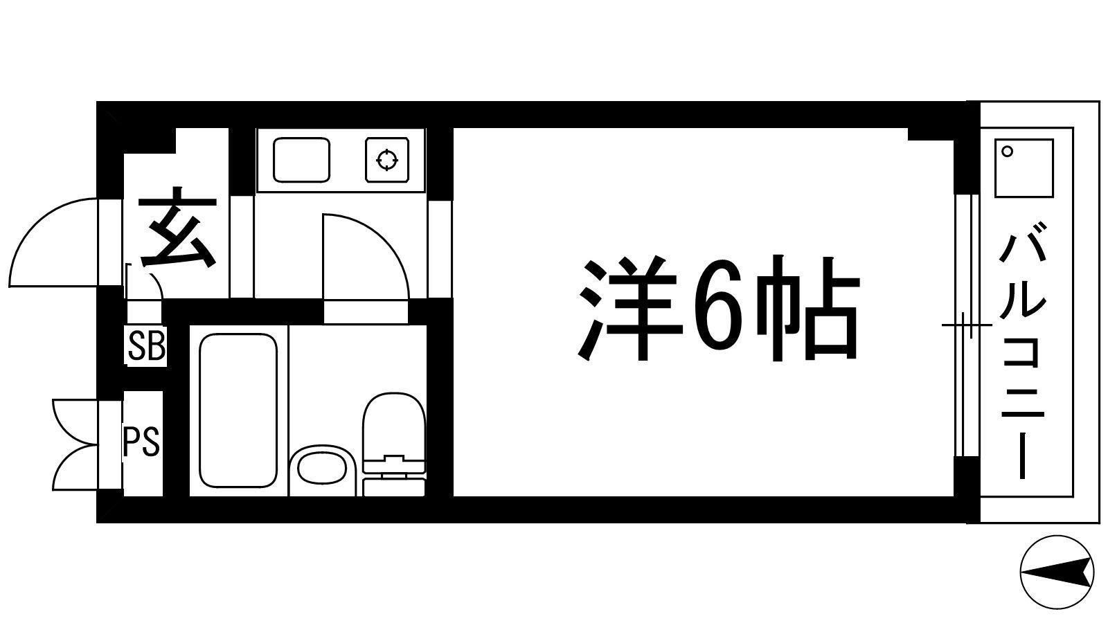 サンライズ(1K/1階)の間取り写真