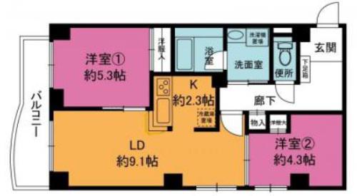 プレステージ櫻壱番館(2LDK/2階)の間取り写真