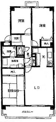 大藤ハイツ(3LDK/4階)の間取り写真