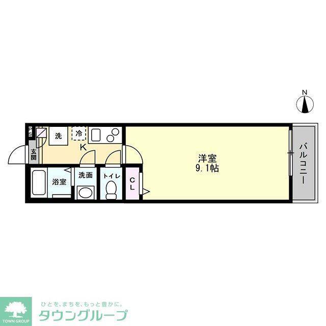 スリジエ狭山ヶ丘(1K/2階)の間取り写真