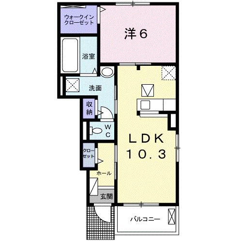ディリジェントファイブ A(1LDK/1階)の間取り写真