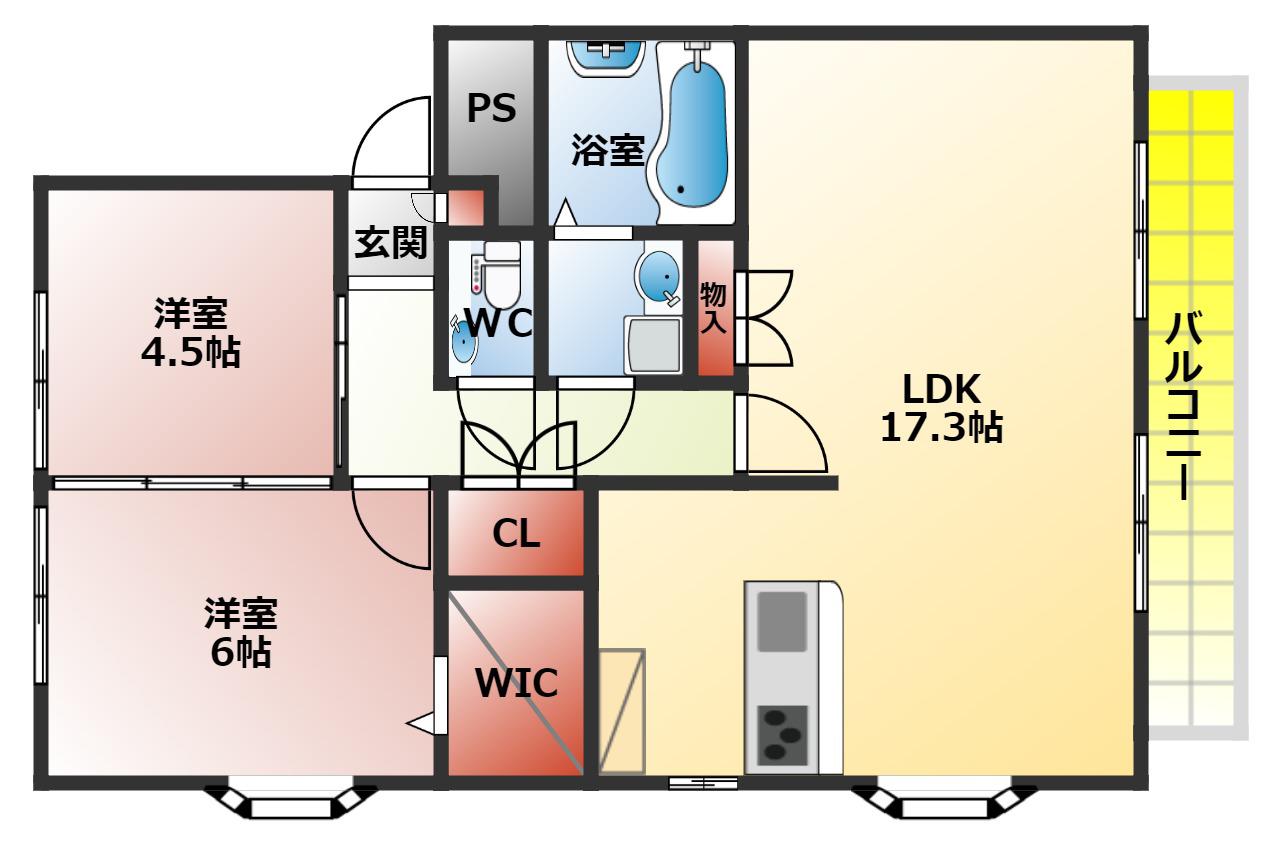 山の手ガーデンハイツ(2LDK/2階)の間取り写真