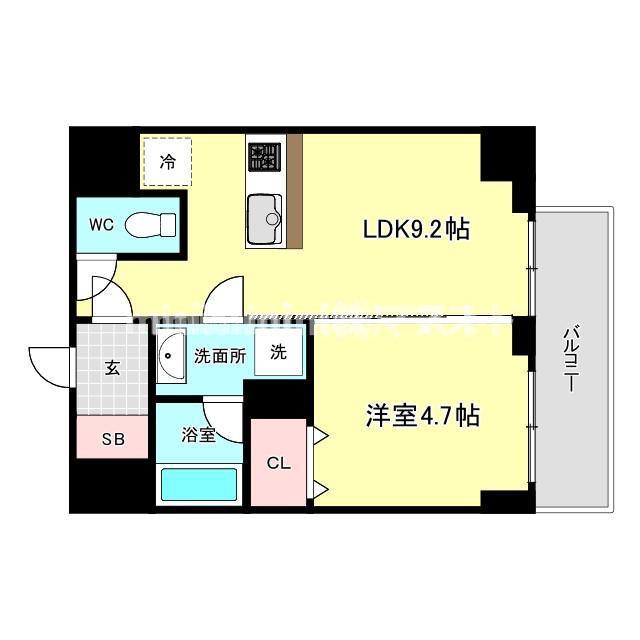 ブエナビスタ難波サウス(1LDK/8階)の間取り写真