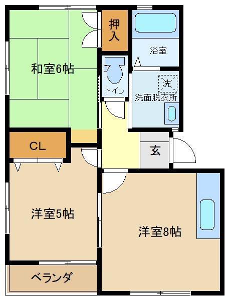ハイツヴェルミー2A(2DK/2階)の間取り写真