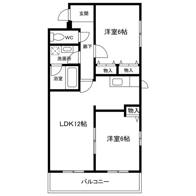 リバーサイド分水(2LDK/3階)の間取り写真