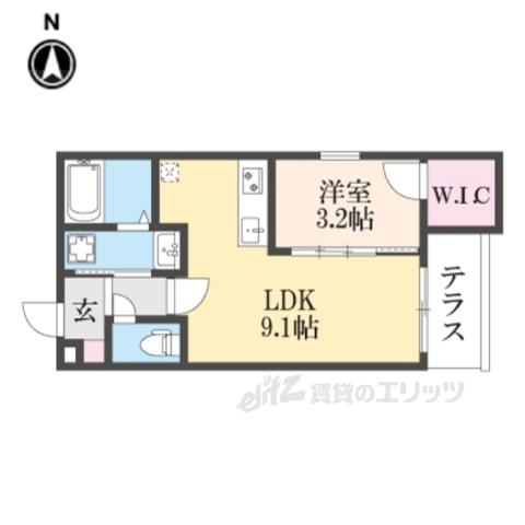 ACROMATICO城陽(1LDK/1階)の間取り写真