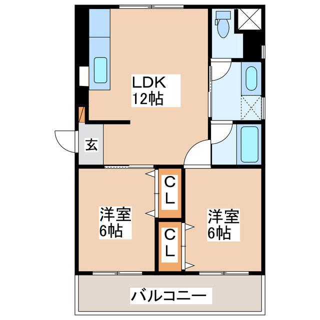 レスコタケイ(2LDK/2階)の間取り写真