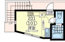 サクセス金沢八景クァトロッチオの瞳(ワンルーム/1階)の間取り写真