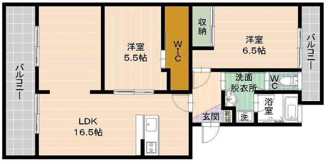 コーポ堀(2LDK/1階)の間取り写真