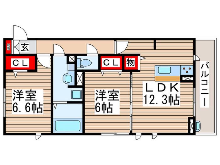 エールパラストアインツ(2LDK/2階)の間取り写真