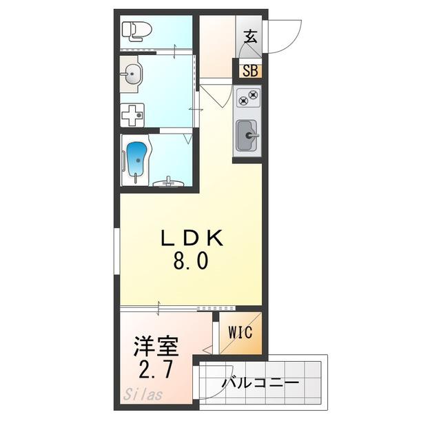 H-MAISON俊徳道(1LDK/2階)の間取り写真