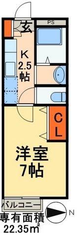 アクシス幕張(1K/2階)の間取り写真