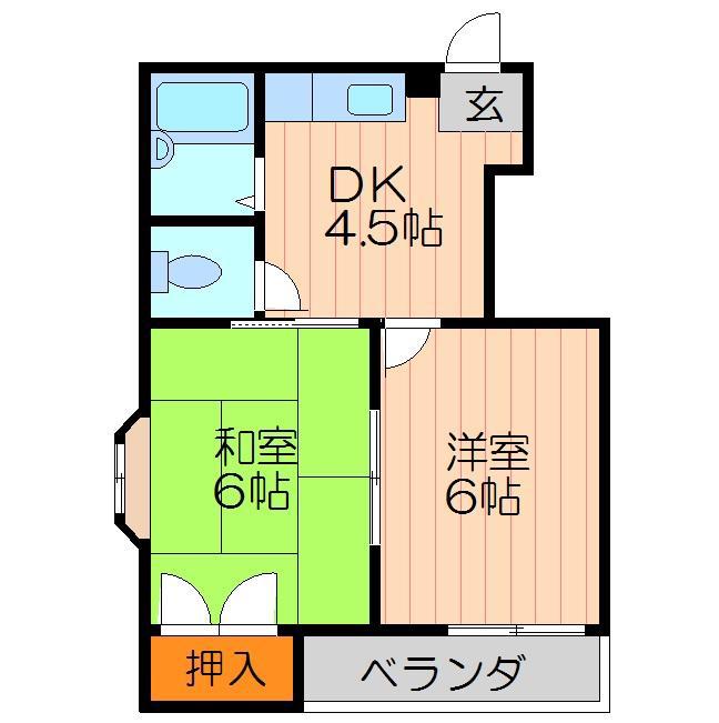 秀和第2ハイツ(2DK/4階)の間取り写真