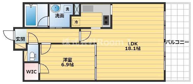 船場ミッドキューブ(1LDK/14階)の間取り写真