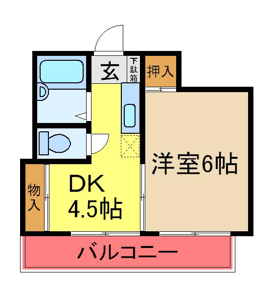 プレス・イン・フカザワ(1DK/2階)の間取り写真
