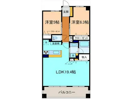 サーパス泉野出町南(2LDK/6階)の間取り写真