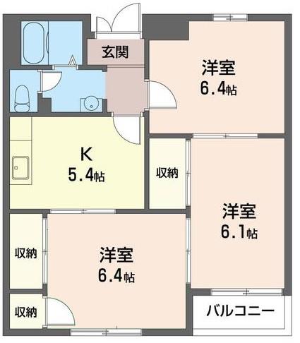 ルピナス港南台(3K/2階)の間取り写真