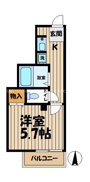 スカイビル天神橋(1K/3階)の間取り写真