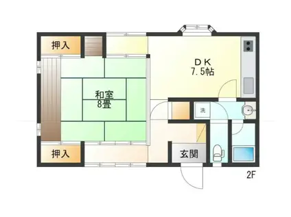 三岐鉄道三岐線 大安駅 徒歩55分 2階建 築34年(1DK/2階)の間取り写真