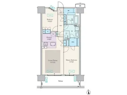 ロイヤルパークス船橋(2LDK/10階)の間取り写真