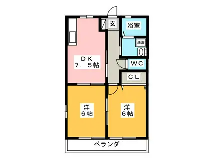 レクサス(2DK/2階)の間取り写真