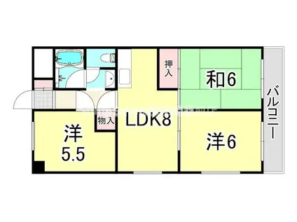 シャン堀之内(3LDK/1階)の間取り写真