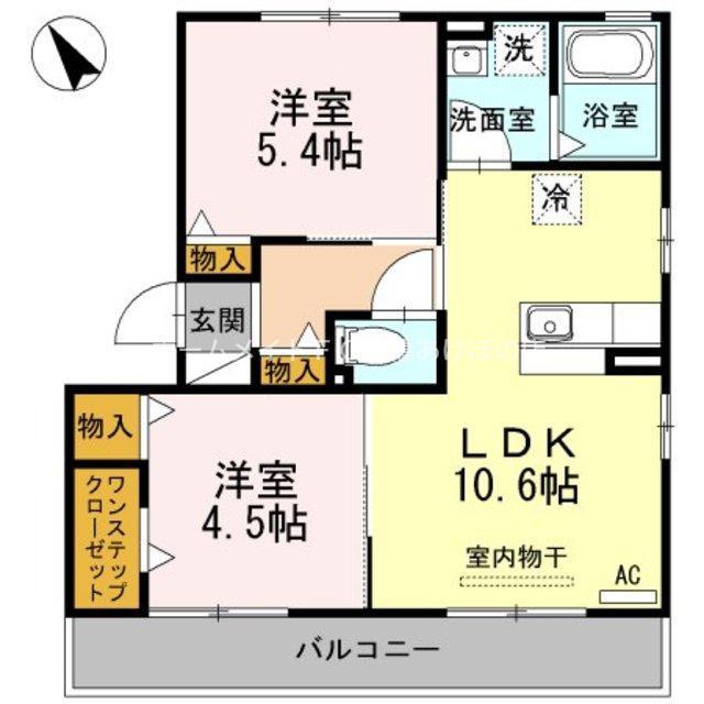 アヴェク・トワ(2LDK/3階)の間取り写真