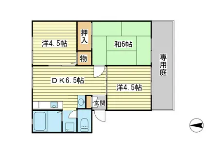 クワルテット山手(3DK/1階)の間取り写真