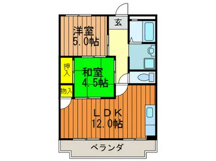 マンション長沢(2LDK/4階)の間取り写真