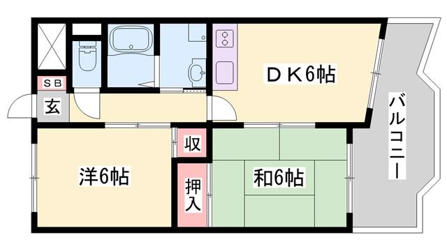 ハイムマツモト(2DK/3階)の間取り写真
