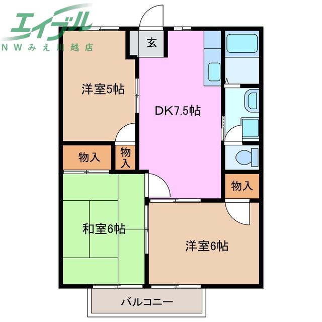 インパルス南台(3DK/2階)の間取り写真