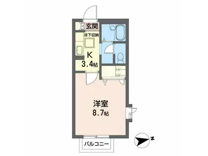 広瀬川ハイムA(1K/1階)の間取り写真