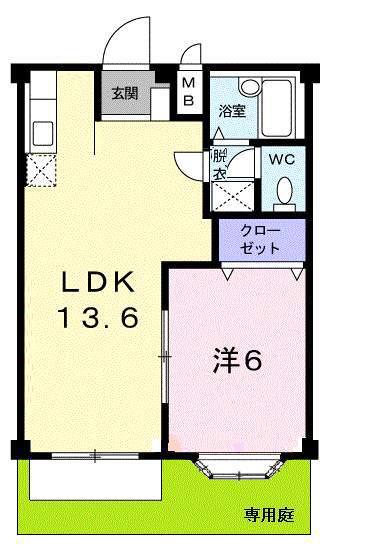 エルディムおおすみ(1LDK/1階)の間取り写真