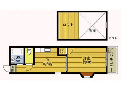 エクセルコート下郡II(1DK/2階)の間取り写真