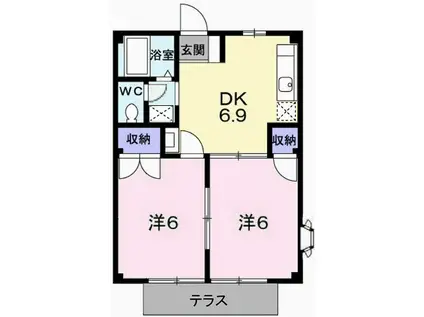 エルガーデンI(2DK/1階)の間取り写真